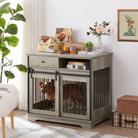 Sliding door dog crate with drawers. 35.43'' W x 23.62'' D x 33.46'' H