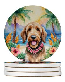 Otterhound Luau Large Sandstone Coasters Pack of 4 Absorbent Round Coasters Decor Gifts for Men or Women, 4 in, Multicolor