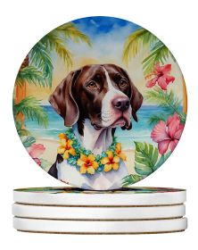 Pointer Luau Large Sandstone Coasters Pack of 4 Absorbent Round Coasters Decor Gifts for Men or Women, 4 in, Multicolor