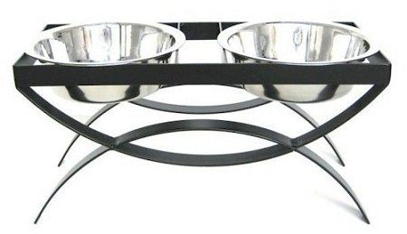 SeeSaw Double Elevated Dog Bowl (Option: Medium/Black)