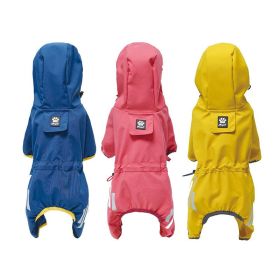 Small dog raincoat; body full surrounding; waterproof poncho pet clothes; with tow holes in the back (colour: Rose red)