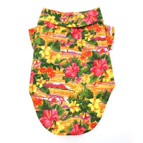 Hawaiian Camp Shirt (Color: Sunset Hibiscus, size: XX-Small)