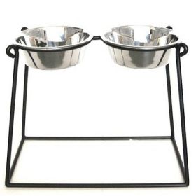 Pyramid Elevated Double Dog Feeder (Option: XX Large/Black)